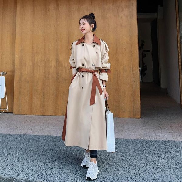 women's trench coats brand long loose double-breasted women coat windbreaker lady duster cloak spring autumn outerwear female clothes, Tan;black
women's trench coats brand long loose double-breasted women coat windbreaker lady duster cloak spring autumn outerwear female clothes, Tan;black