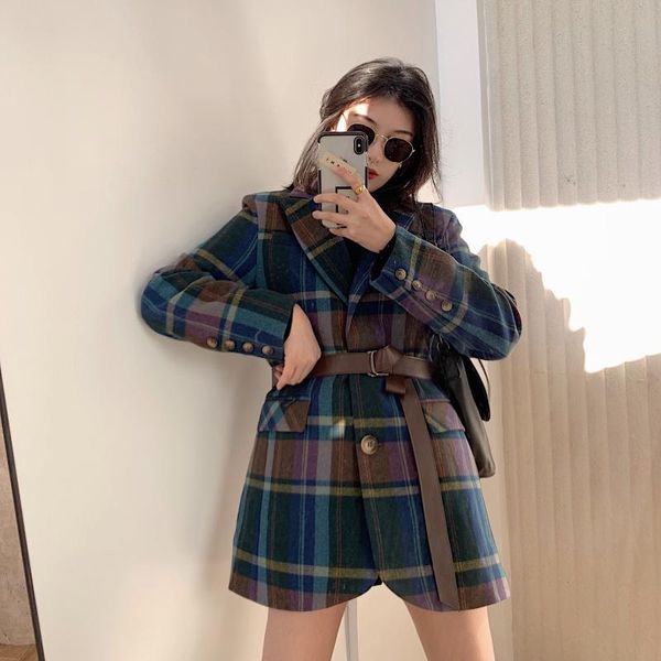 women's wool & blends 2021 women fashion plaid blazers suit ladies autumn winter loose retro woolen jacket coats female outcoats, Black
women's wool & blends 2021 women fashion plaid blazers suit ladies autumn winter loose retro woolen jacket coats female outcoats, Black