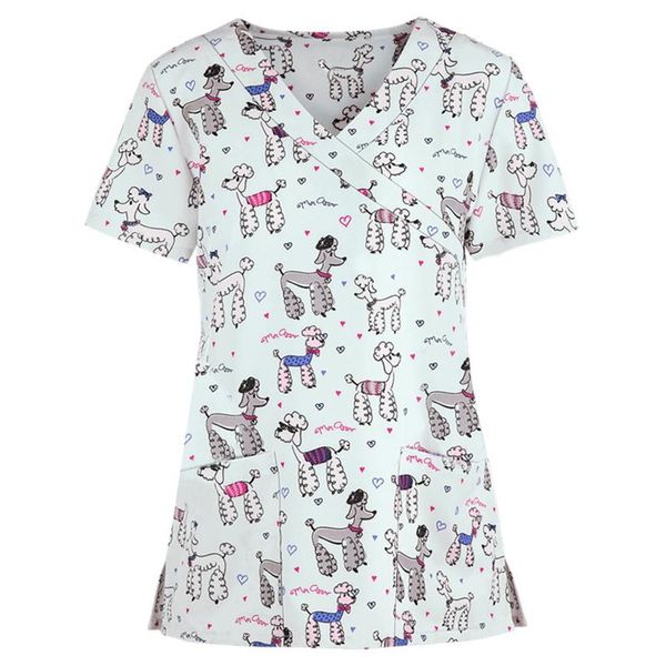 women's blouses & shirts women short sleeve v-neck working uniform cartoon print blouse overalls accessories shirt womens clothes, White
women's blouses & shirts women short sleeve v-neck working uniform cartoon print blouse overalls accessories shirt womens clothes, White