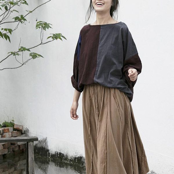 women's t-shirt 2021 t shirt women spring autumn patchwork cotton linen long sleeve loose tee comfortable casual one piece, White
women's t-shirt 2021 t shirt women spring autumn patchwork cotton linen long sleeve loose tee comfortable casual one piece, White