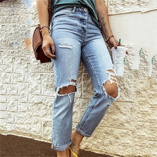 women's jeans denim ladies lapel slim pants student ripped fashion ankle-length high-waist straight-leg loose punk, Blue
women's jeans denim ladies lapel slim pants student ripped fashion ankle-length high-waist straight-leg loose punk, Blue