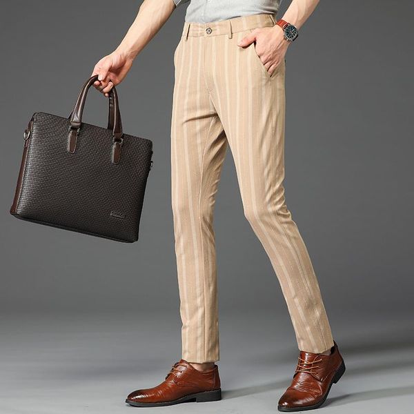 men's pants spring summer stripe casual trousers slim slacks thin breathable cotton khaki banquet wedding suit male, Black
men's pants spring summer stripe casual trousers slim slacks thin breathable cotton khaki banquet wedding suit male, Black
