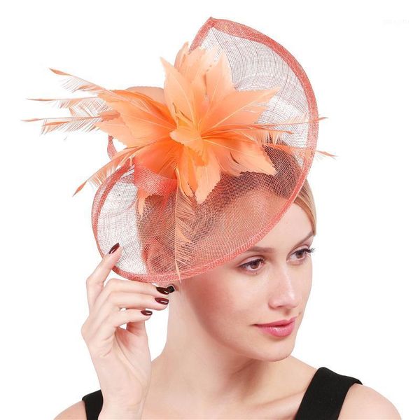 coral fancy feather sinamay hats wedding fascinator with clips women decor on hair charming headdress or 21 colors xmf3181
coral fancy feather sinamay hats wedding fascinator with clips women decor on hair charming headdress or 21 colors xmf3181