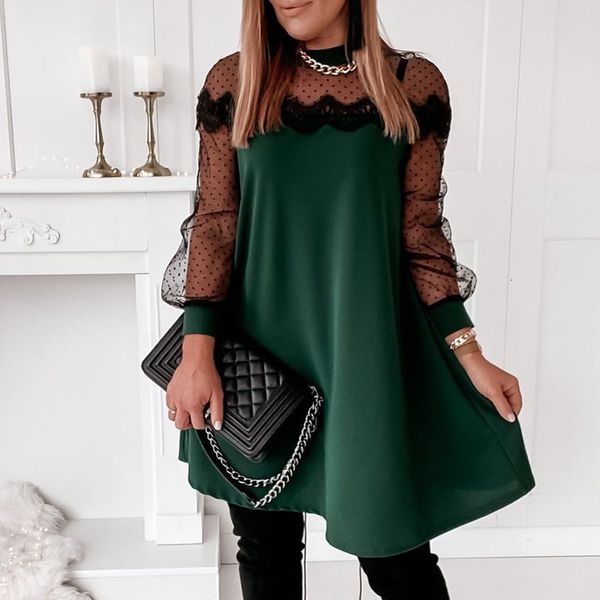 dresses spring lace mesh see through long sleeve women elegant patchwork polka dot print es ladies o-neck vestidos na1p gc37, Black;gray
dresses spring lace mesh see through long sleeve women elegant patchwork polka dot print es ladies o-neck vestidos na1p gc37, Black;gray