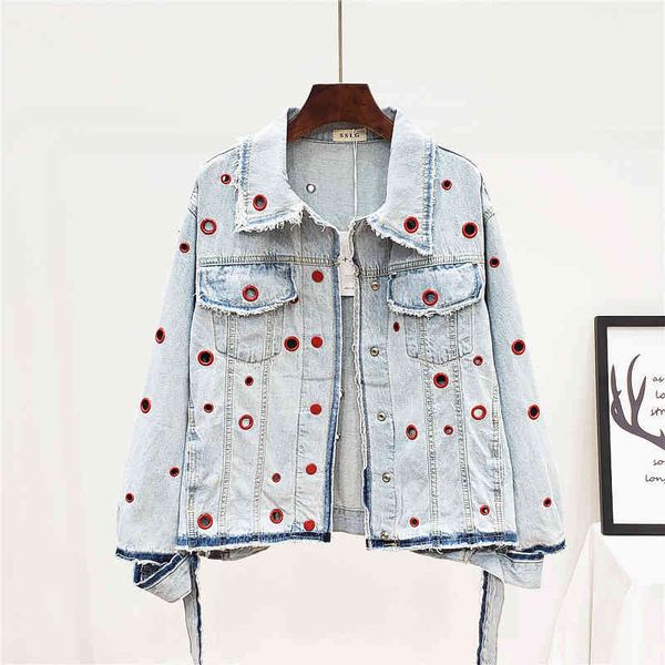jacket ring hollow out women denim jacket spring 2021 retro single breasted long sleeve ladies loose casual female jeans coats, Black;brown
jacket ring hollow out women denim jacket spring 2021 retro single breasted long sleeve ladies loose casual female jeans coats, Black;brown
