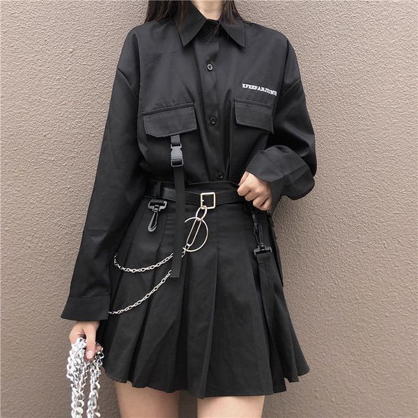 two piece dress 2 set dark streetwear long sleeved shirt + pleated skirt hip hop two- female ribbon chain yflb, White
two piece dress 2 set dark streetwear long sleeved shirt + pleated skirt hip hop two- female ribbon chain yflb, White