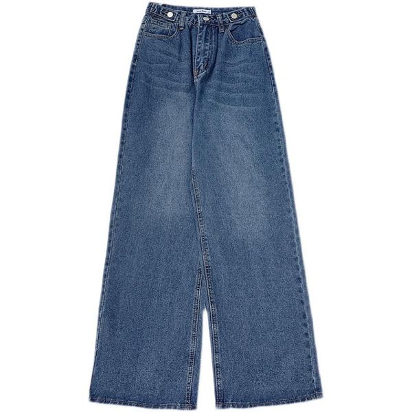 women's jeans autumn retro washed waistline adjustable loose all-match high-waist straight-leg pants, Blue
women's jeans autumn retro washed waistline adjustable loose all-match high-waist straight-leg pants, Blue