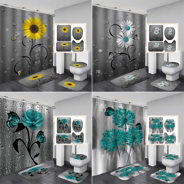 sunflower bathroom shower curtain and rug sets butterfly flower anti slip pedestal mat lid toilet cover bath curtains with hooks
sunflower bathroom shower curtain and rug sets butterfly flower anti slip pedestal mat lid toilet cover bath curtains with hooks