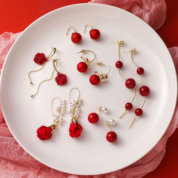 simple vintage red pearl earrings for women cute charms female jewelry accessories elegant long color drop ears dangle & chandelier, Silver
simple vintage red pearl earrings for women cute charms female jewelry accessories elegant long color drop ears dangle & chandelier, Silver
