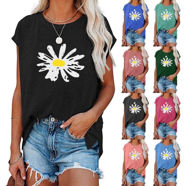 women's t-shirt casual long sleeves summer o-neck printed short-sleeved daisy print 8 colors plus size optional 2021, White
women's t-shirt casual long sleeves summer o-neck printed short-sleeved daisy print 8 colors plus size optional 2021, White