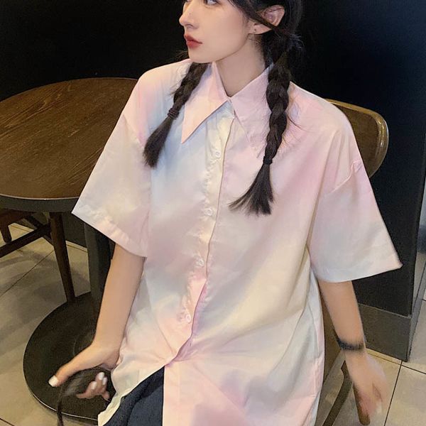 women's knits & tees harajuku tie dye women shirts summer short sleeve loose chic girls button up korean long shirt streetwear fas, White
women's knits & tees harajuku tie dye women shirts summer short sleeve loose chic girls button up korean long shirt streetwear fas, White
