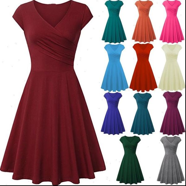 womens dresses casual solid color summer slim swing dress plus size office mini retro v neck beach, Black;gray
womens dresses casual solid color summer slim swing dress plus size office mini retro v neck beach, Black;gray