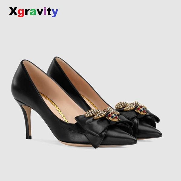 dress shoes xgravity designer pumps butterfly knot pointed toe thin heel woman bee lady fashion comfortable footwear a130, Black
dress shoes xgravity designer pumps butterfly knot pointed toe thin heel woman bee lady fashion comfortable footwear a130, Black