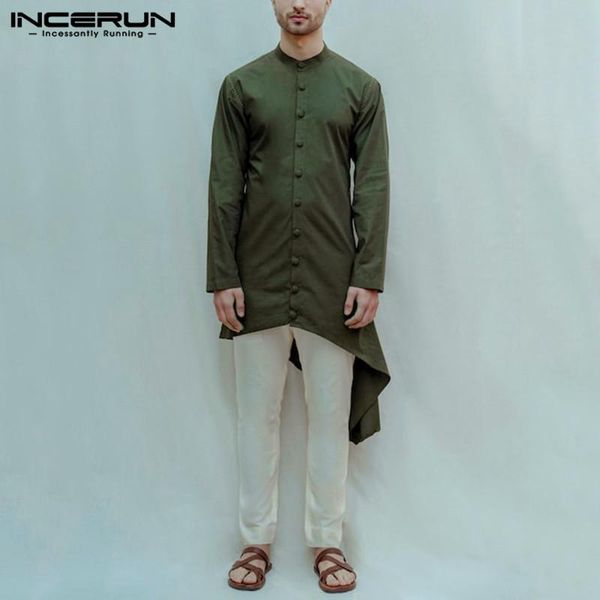 men's casual shirts incerun men long style shirt sleeve stand collar retro kurtas 2021 solid irregular muslim kaftan camisas s-5, White;black
men's casual shirts incerun men long style shirt sleeve stand collar retro kurtas 2021 solid irregular muslim kaftan camisas s-5, White;black
