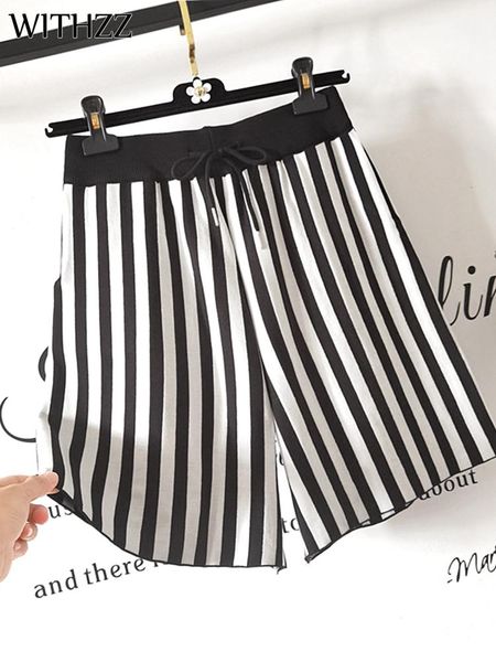 women's shorts withzz summer women straight retro stripe knit high waist female loose casual, White;black
women's shorts withzz summer women straight retro stripe knit high waist female loose casual, White;black