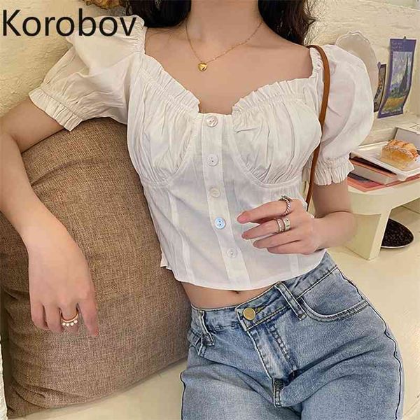 korobov new fashion single breasted blouses summer new chic puff sleeve female shirts square collar blusas mujer 210430, White
korobov new fashion single breasted blouses summer new chic puff sleeve female shirts square collar blusas mujer 210430, White