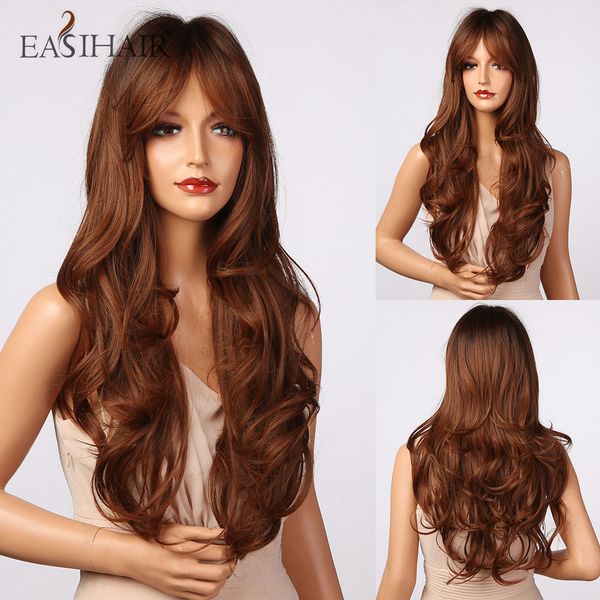long brown natural wavy synthetic wig with bangs heat resistant fiber daily party hair cosplay wigs for women, Black
long brown natural wavy synthetic wig with bangs heat resistant fiber daily party hair cosplay wigs for women, Black