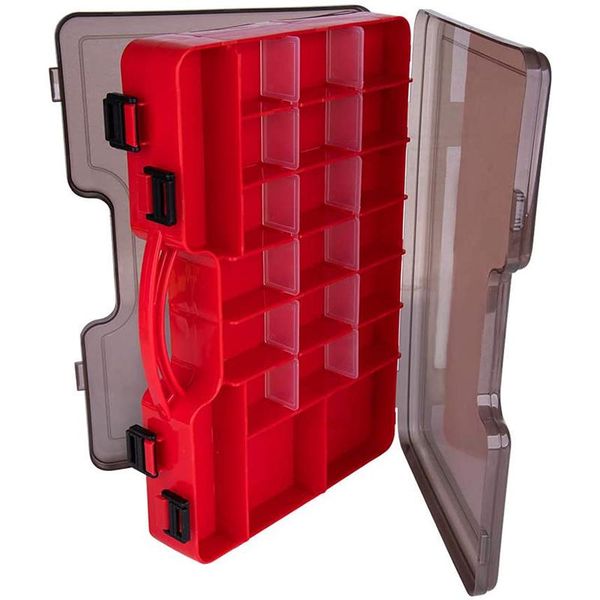 fishing accessories goture tackle box,double-sided with handle 44 removable compartments plastic organizer size l 30cm x w 20cm h 7.6cm
fishing accessories goture tackle box,double-sided with handle 44 removable compartments plastic organizer size l 30cm x w 20cm h 7.6cm