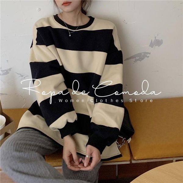 women's sweaters striped fleece hoodie long sleeve pullover sweatshirt women winter fall oversize basic french chic, White;black
women's sweaters striped fleece hoodie long sleeve pullover sweatshirt women winter fall oversize basic french chic, White;black