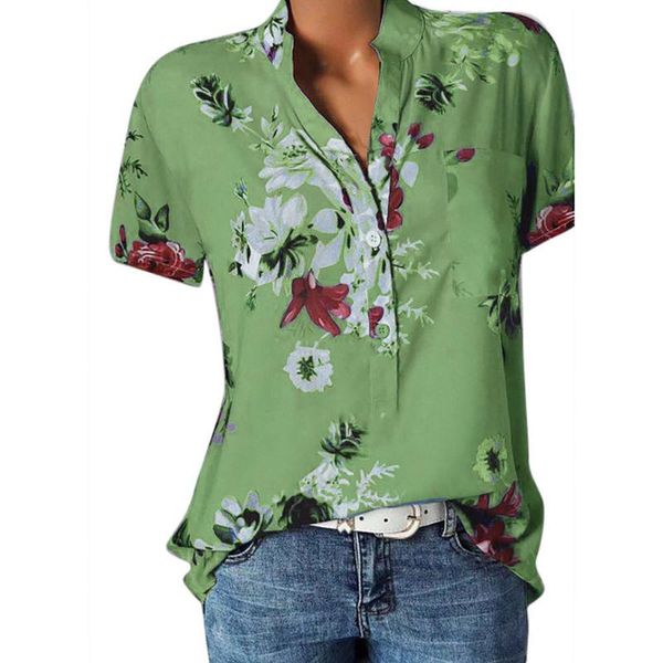 women's blouses & shirts elegant shirt printing large size v neck blouse pocket short sleeve easy print mujer blusas, White
women's blouses & shirts elegant shirt printing large size v neck blouse pocket short sleeve easy print mujer blusas, White
