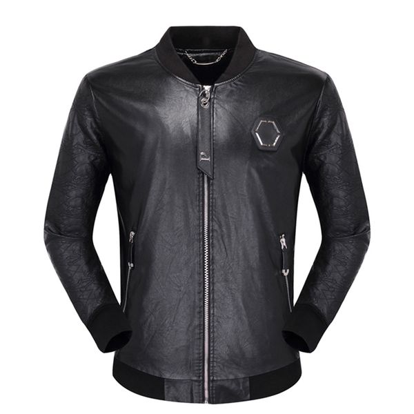 european style black plein brand skulls men pu jacket brand luxury men outerwear & coats black pu leather slim jacket for men 211110
european style black plein brand skulls men pu jacket brand luxury men outerwear & coats black pu leather slim jacket for men 211110