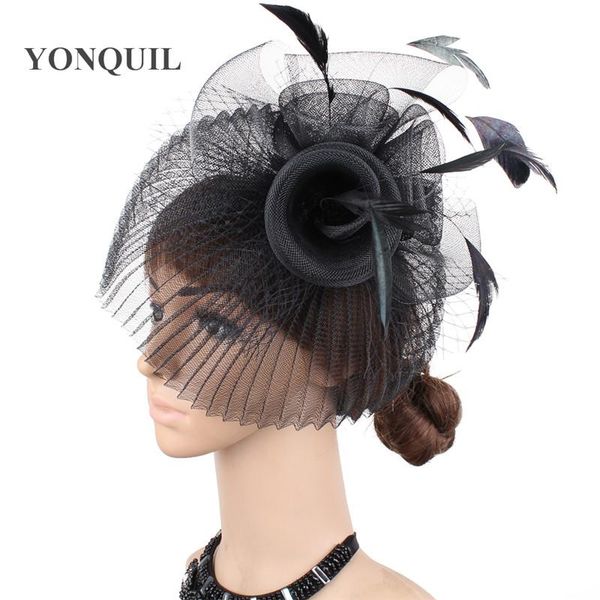 stingy brim hats wedding women mesh fascinator black elegant ladies party married hair accessories bridal feather headwear syf476, Blue;gray
stingy brim hats wedding women mesh fascinator black elegant ladies party married hair accessories bridal feather headwear syf476, Blue;gray