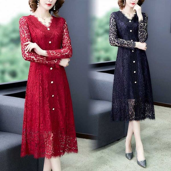 spring fashion temperament women's long sleeve lace hollow out single-breasted casual dresses vestido 210531, Black;gray
spring fashion temperament women's long sleeve lace hollow out single-breasted casual dresses vestido 210531, Black;gray