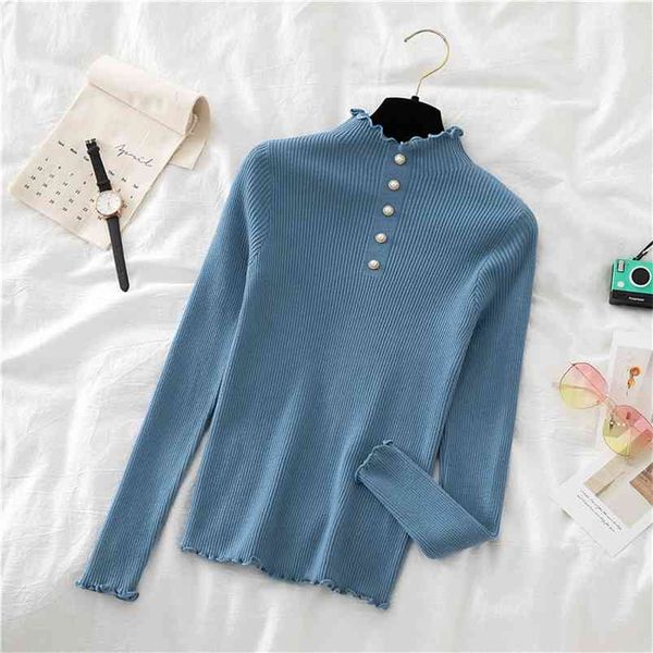 women's autumn winter korean the solid color half-high collar button sweater long-sleeved slim bottoming gx471 210507, White;black
women's autumn winter korean the solid color half-high collar button sweater long-sleeved slim bottoming gx471 210507, White;black