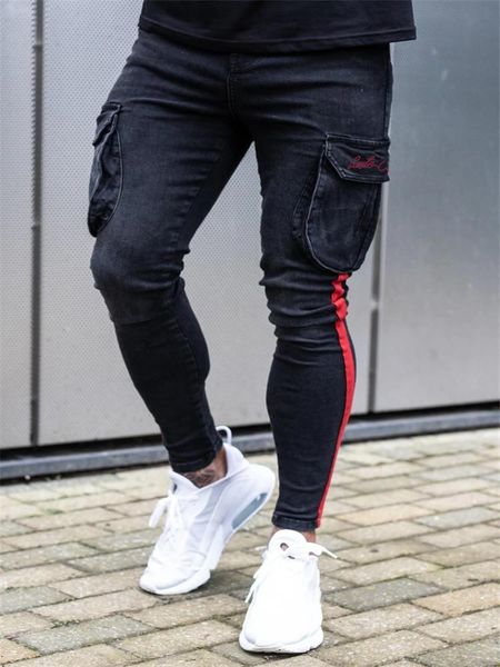 men's jeans overalls cargo pants multi pockets work side stripe men jogging pencil cowboy casual, Blue
men's jeans overalls cargo pants multi pockets work side stripe men jogging pencil cowboy casual, Blue