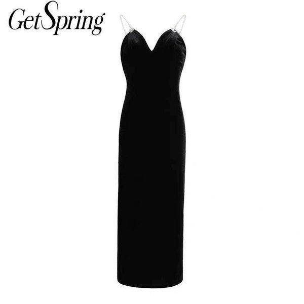getspring women dress diamonds v-neck sleeveless dresses black vintage velour long fashion 210601, Black;gray
getspring women dress diamonds v-neck sleeveless dresses black vintage velour long fashion 210601, Black;gray