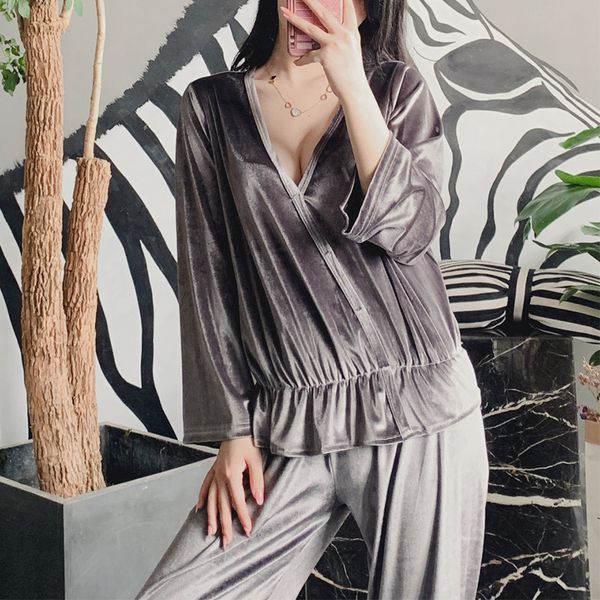 sleepwear veet pajamas woman homewear 2 pieces set deep v-neck spring autumn pyjama sleepwear long sleeves nightwear rgza zzgm, Black;red
sleepwear veet pajamas woman homewear 2 pieces set deep v-neck spring autumn pyjama sleepwear long sleeves nightwear rgza zzgm, Black;red