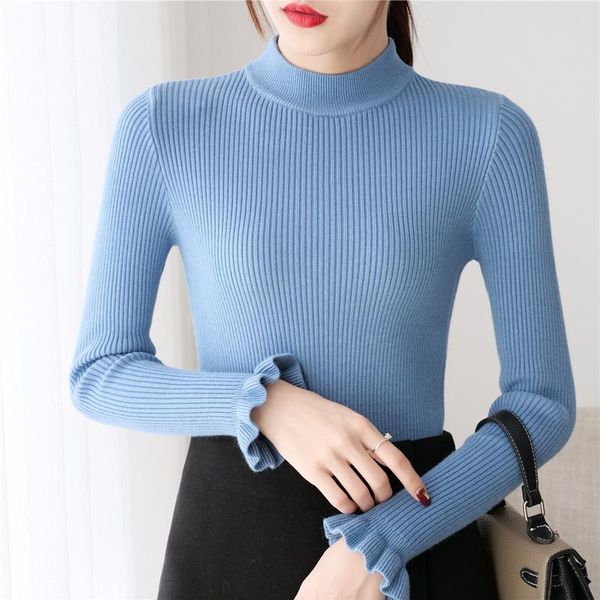 solid knitted women sweater and pullovers flare sleeved slim elastic office lady elegant pulls outwear women's sweaters, White;black
solid knitted women sweater and pullovers flare sleeved slim elastic office lady elegant pulls outwear women's sweaters, White;black