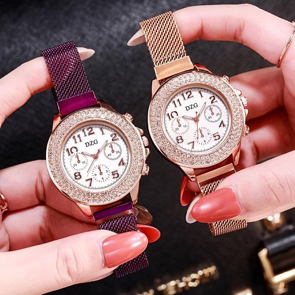 wristwatches women watches 2021 luxury diamond rose gold ladies wrist magnetic bracelet watch for female clock relogio feminino, Slivery;brown
wristwatches women watches 2021 luxury diamond rose gold ladies wrist magnetic bracelet watch for female clock relogio feminino, Slivery;brown