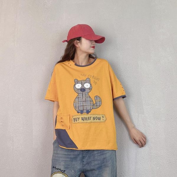 women's t-shirt ripped women street style student letter cartoon embroidery patchwork loose o-neck short sleeve cotton hole tees, White
women's t-shirt ripped women street style student letter cartoon embroidery patchwork loose o-neck short sleeve cotton hole tees, White