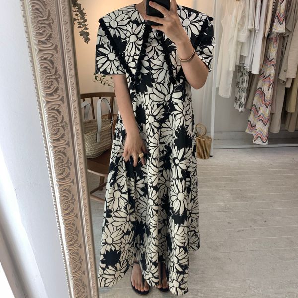 summer chic black vintage print dress women lapel lace stitching loose high waist maxi robe vestidos 210514, Black;gray
summer chic black vintage print dress women lapel lace stitching loose high waist maxi robe vestidos 210514, Black;gray