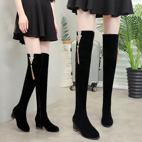 women autumn/winter high heel over the knee boots fashion go with women's plush, Black
women autumn/winter high heel over the knee boots fashion go with women's plush, Black
