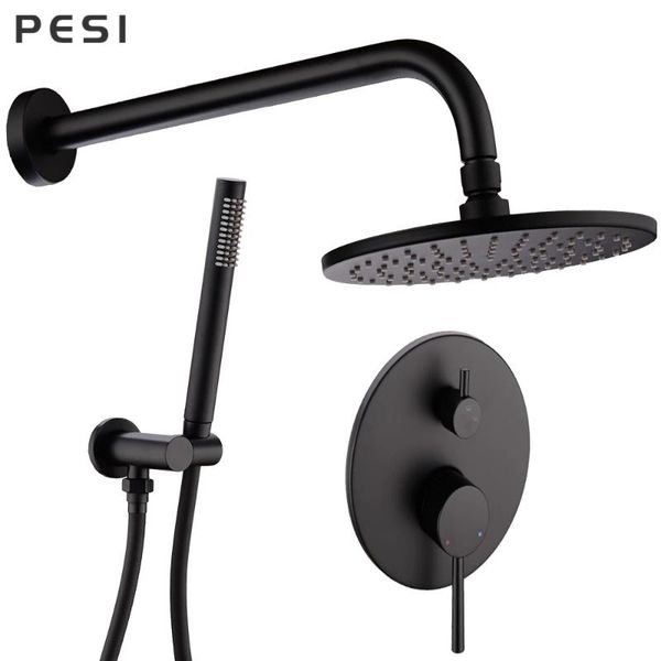 bathroom rain shower faucet system set bath mixer tap matte black brass diverter hand held 8-12" head wall arm kit. sets
bathroom rain shower faucet system set bath mixer tap matte black brass diverter hand held 8-12" head wall arm kit. sets