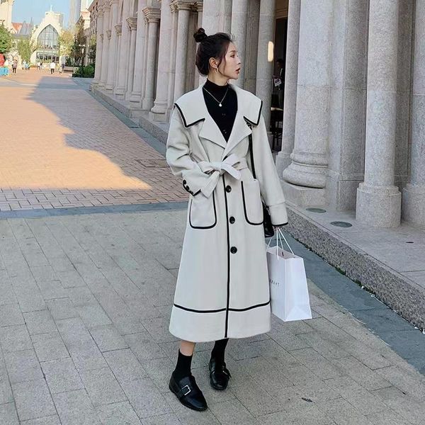 women's wool & blends winter large lapel korean woolen coat mid-length fashion temperament thick hepburn style high-quality jacket fema, Black
women's wool & blends winter large lapel korean woolen coat mid-length fashion temperament thick hepburn style high-quality jacket fema, Black