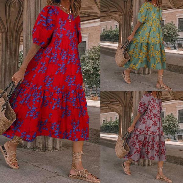 1pc casual colorful loose women's fashion puff sleeve printed splicing dress summer 2021 #10 dresses, Black;gray 
1pc casual colorful loose women's fashion puff sleeve printed splicing dress summer 2021 #10 dresses, Black;gray