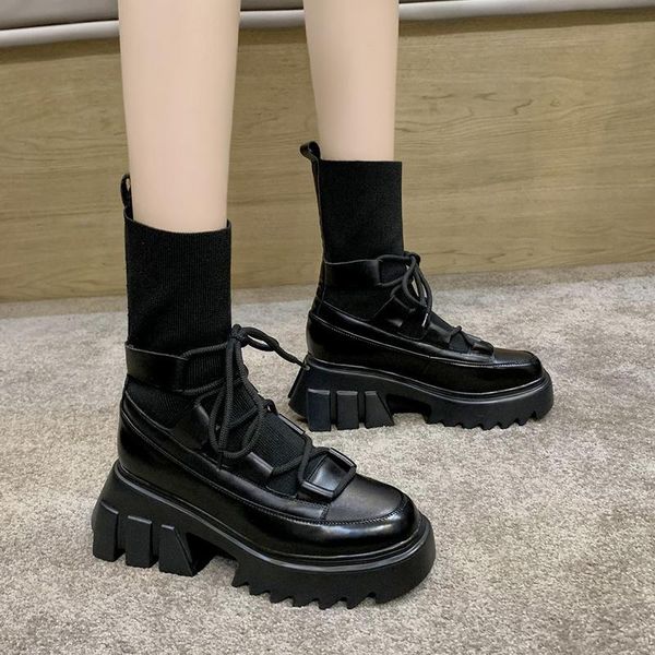 boots rimocy 2021 autumn fashion knit sock women pu wedge platform ankle woman british style thick-soled short botas, Black
boots rimocy 2021 autumn fashion knit sock women pu wedge platform ankle woman british style thick-soled short botas, Black