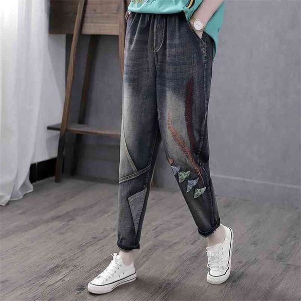 autumn arts style women loose vintage embroidery jeans all-matched casual elastic waist cotton denim harem pants m469 210512, Blue
autumn arts style women loose vintage embroidery jeans all-matched casual elastic waist cotton denim harem pants m469 210512, Blue