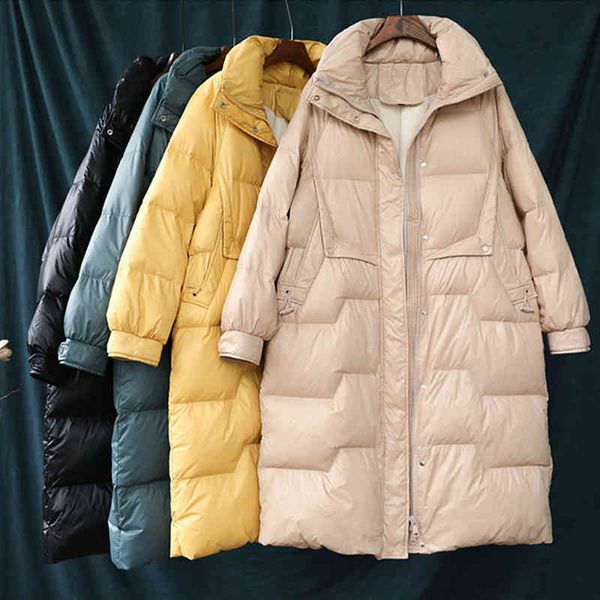 coats strretwear blue snow jacket winter female 90% white down, Tan;black