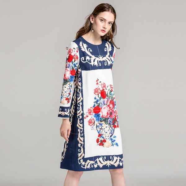 casual dresses sale luxury runway designer vase & flower printed women vintage autumn loose long sleeve dress, Black;gray
casual dresses sale luxury runway designer vase & flower printed women vintage autumn loose long sleeve dress, Black;gray