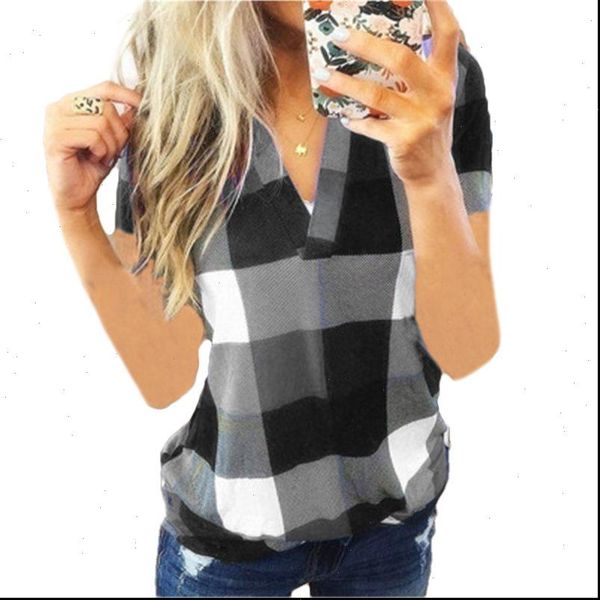 women shirts blouses summer v neck plaid short sleeve loose casual shirt blouse ladies plus size womens, White
women shirts blouses summer v neck plaid short sleeve loose casual shirt blouse ladies plus size womens, White