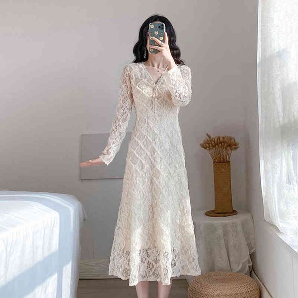 european style spring women solid lace high-end long sleeve v neck hollow elegant slim office dress vestidos 210514, Black;gray
european style spring women solid lace high-end long sleeve v neck hollow elegant slim office dress vestidos 210514, Black;gray