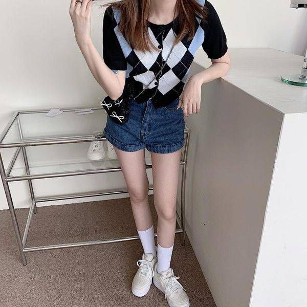 women's knits & tees 2021 short sleeved cardigan vintage check sweater girl cardigans women knitted spring preppy style fashion casual, White
women's knits & tees 2021 short sleeved cardigan vintage check sweater girl cardigans women knitted spring preppy style fashion casual, White