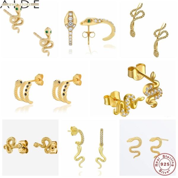 aide 100% s925 sterling silver stud earrings for women shiny zircon snake shape earring gift fine jewelry pendientes oorbellen, Golden;silver
aide 100% s925 sterling silver stud earrings for women shiny zircon snake shape earring gift fine jewelry pendientes oorbellen, Golden;silver