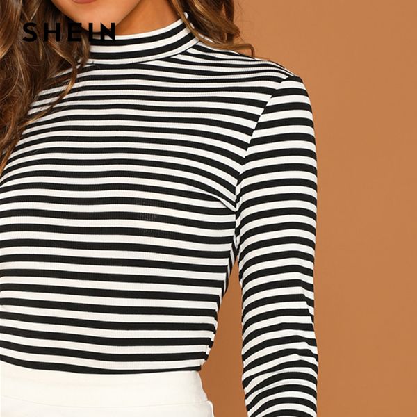 shein modern lady black and white slim fit mock neck high neck striped rib knit t-shirt 2021 autumn campus women tshirt top
shein modern lady black and white slim fit mock neck high neck striped rib knit t-shirt 2021 autumn campus women tshirt top