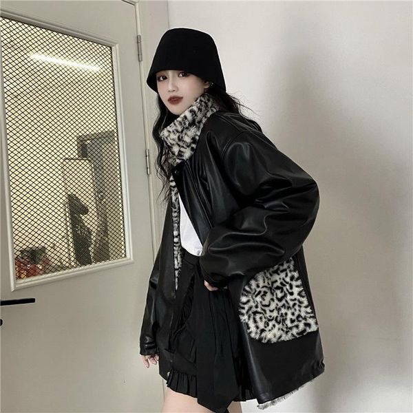 korea ins coats on both sides harajuku leopard-print lamb fur integrates high street fashion trend warm loose leather bf clothes women', Black;brown
korea ins coats on both sides harajuku leopard-print lamb fur integrates high street fashion trend warm loose leather bf clothes women', Black;brown