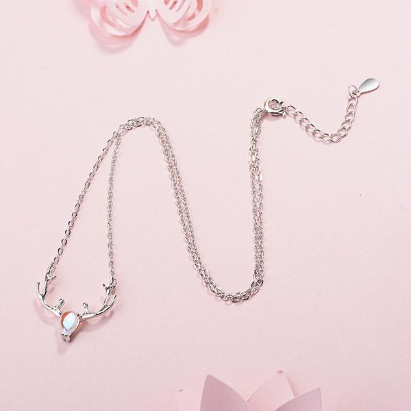 chains moonstone elk necklace women's forest fresh korean temperament wild magic colorful stone clavicle chain, Silver
chains moonstone elk necklace women's forest fresh korean temperament wild magic colorful stone clavicle chain, Silver